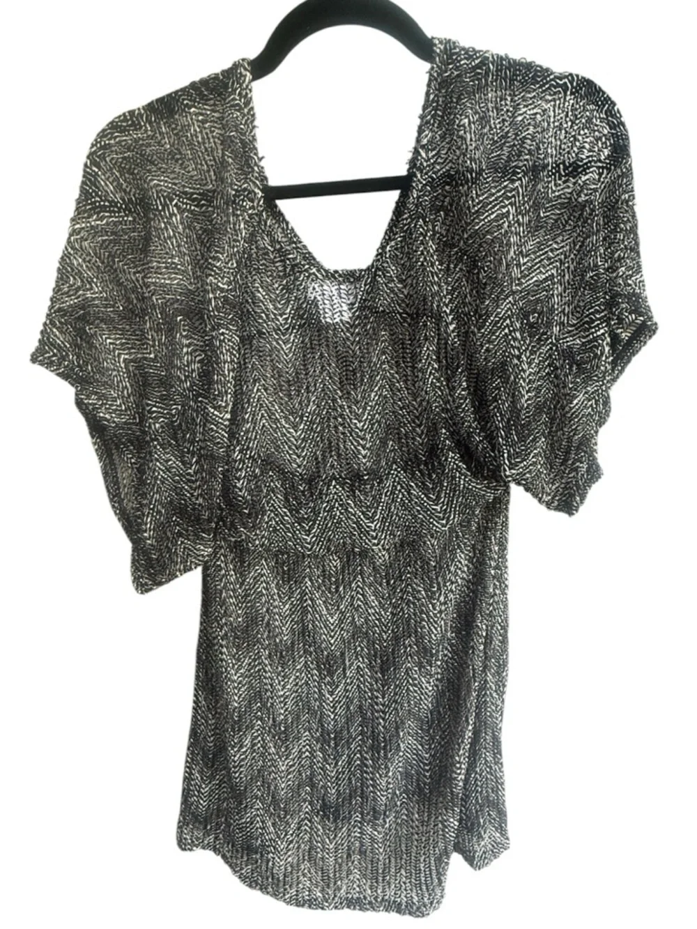 Jordan Taylor Black & White Chevron Knit Women’s Swimsuit Coverup Size Small